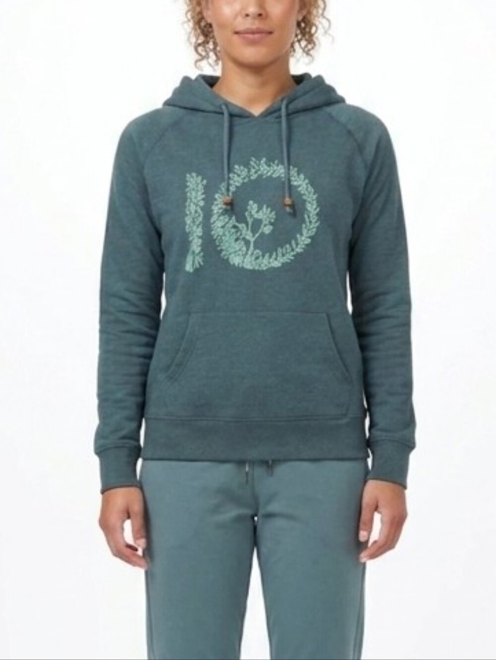 Tentree Women's Logo Hoodie Pullover Sweatshirt Teal